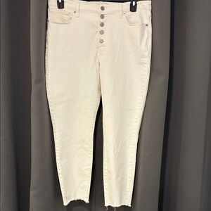 Lucky Brand Cream Ankle Jeans with Button-Fly